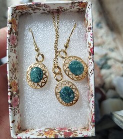 تصویر نیم ست عقیق خزه ای 