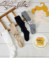 تصویر جوراب شلواری پاپیونی دخترانه 011 - سفید / سایز ۶ تا ۸ سال Bow tie pantyhose for girls