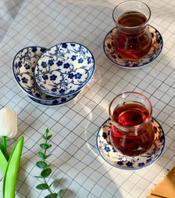 تصویر پیاله مزه خوری گل آبی سایز 9 سانت 