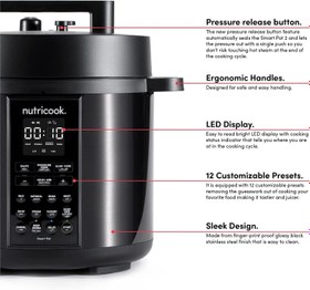 تصویر Nutricook Smart Pot 26 Liters9 In 1 Electric Pressure Cooker Slow CookerRice Cooker Steamer Saut? Pot Yogurt Maker amp More 12 Smart Programs With New Smart Lid34Min 1 year manufacturer warranty34 - ارسال 15 الی 20 روز کاری 