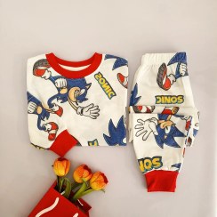 تصویر بلوز و شلوار پسرانه طرح سونیک 