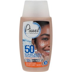 تصویر کرم ضدآفتاب بژ طلایی SPF 50 پوست خشک و حساس پیکسل Product Code : 14026