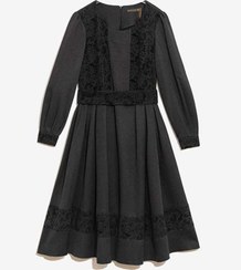 تصویر پیراهن زنانه آستین بلند کتان لمه مغزی دوزی مخمل 80100 برنس 