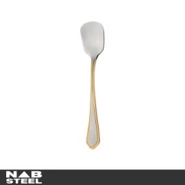 تصویر قاشق بستنی خوری ناب استیل 6 پارچه مدل ونیز دور طلایی nab steel ice cream scoop with 6 cloths, Venetian model, golden round