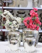 تصویر گلدان مسی چکشی خمره‌ای با آبکاری قلع 