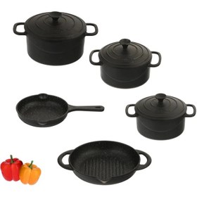 تصویر سرویس پخت و پز چدن ۸ پارچه نالینو مدل Fico Nalino 8-piece cast iron cooking set, Fico model