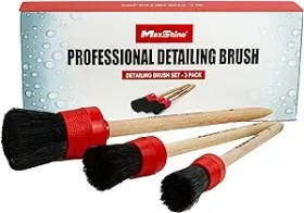 تصویر قلم صفرشویی دسته چوبی 3 عددی مکس شاین مدل MaxShine Professional Detailing Brush 