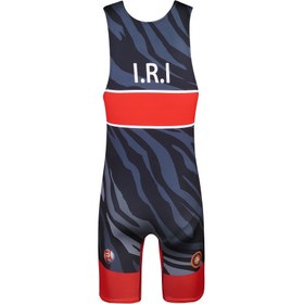 تصویر دوبنده کشتی طرح المپیک پاریس رنگ قرمز Wrestling singlet paris red