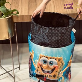 تصویر سبد اسباب بازی برزنتی استوانه ای در 3 طرح کارتونی 4003 