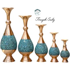 تصویر گلدان فیروزه کوبی مدل صراحی سایز ۱۶ تا ۳۰ سانت 