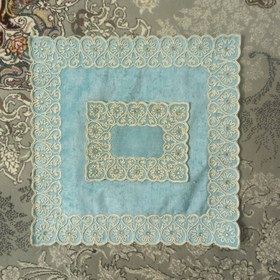 تصویر جانماز مخمل ابی اسمانی طرح شکوه در اندازه35در35سانتیمتر blue prayar mat35*35