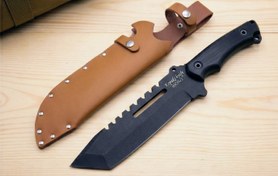 تصویر چاقوی بوشکرافت با تیغه آهنبر ضمانتی به همراه غلاف چرمی 