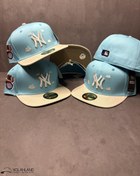 تصویر کلاه کپ فیت بک NY آبی کرم کد233 