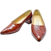 تصویر کفش مجلسی پاشنه 3 سانت تمام چرم رنگ عسلی 