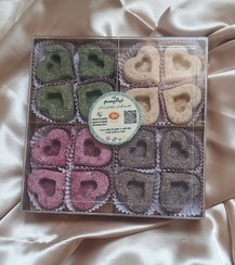 تصویر نبات دمنوشی قلبی مدل مربع 16 عددی مناسب پذیرایی و سوغات 