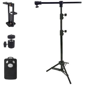 تصویر سه پایه موبایل پاناسون Panasun mobile tripod holder 805-M2 + همراه هولدر تبلتی + بال هد + ریموت کنترل بلوتوثی موبایل یانتنگ 