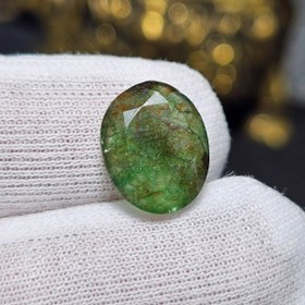 تصویر نگین سنگ جید زمردی معدنی کد 36977 