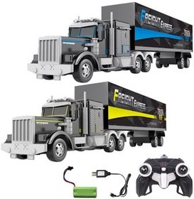 تصویر کامیون RC کنترل از راه دور شارژی تمام کارکرد چراغ دار بزرگ اسباب بازی آمریکایی با تریلر 58 سانتی متر ترکیه TUENGİ STORE 