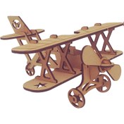 تصویر پازل چوبی سه بعدی هواپیمای دوبال 