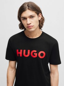 تصویر تی‌شرت نخی با لوگوی متضاد برند hugo Contrast-logo T-shirt in cotton jersey