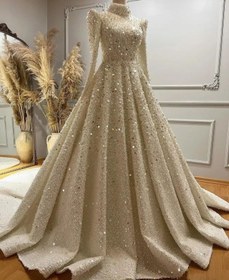 تصویر پارچه تور جسمیکو سفید پولک‌دوزی و ملیله‌دوزی - XXL 