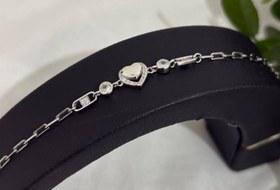 تصویر دستبند نقره طرح قلب 