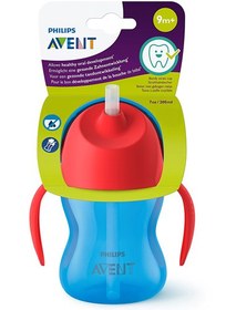 تصویر لیوان آموزشی دسته دار و نی دار فیلیپس اونت philips avent 