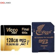 تصویر کارت حافظه microSDHC ویکو من مدل Final 600x کلاس 10 استاندارد UHS-I U3 سرعت 90MBps ظرفیت 128 گیگابایت همراه با آداپتور SD 