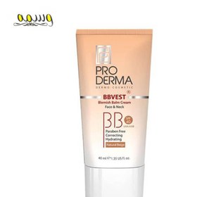 تصویر کرم مرطوب کننده رنگی بی بی وست پرودرما مناسب پوست چرب SPF40 ا Proderma BBvest Tinted Face and Neck Blemish Balm SPF40 Cream 40ml Natural Beige Proderma BBvest Tinted Face and Neck Blemish Balm SPF40 Cream 40ml Natural Beige