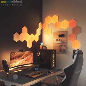 تصویر پنل روشنایی شش ضلعی هوشمند 16 تکه / 19 تکه / 22 تکه نانولیف طرح چوب Nanoleaf Elements Hexagons Wood Look Starter Kit (16 / 19 / 22 Panels) 