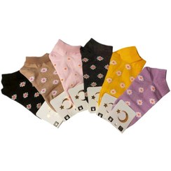 تصویر جوراب زنانه ی ساق کوتاه مدل چوبان یاستئغی ( گل بابونه ) نخی بسته ی 6 جفتی Women Chamomile flower model socks (6 Pack)