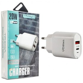 تصویر شارژر دیواری ترکا مدل CH-634 – فست 20 وات (20W) Treqa CH-634 20W Wall Charger