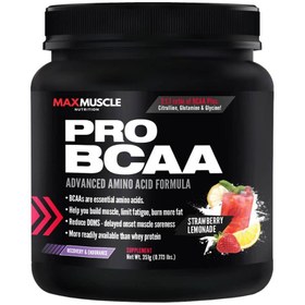 تصویر پرو BCAA مکس ماسل مکمل ۳۵۱ گرمی ۳۰ سروینگ با ۷ گرم BCAA ۳۵ گرم لوسین، ۱۷۵ گرم ایزولوسین، ۱۷۵ گرم والین برای عضله‌سازی و ریکاوری محصولی باکیفیت، فاقد کربوهیدرات و چربی، با استانداردهای بین‌المللی برای ورزشکاران حرفه‌ای