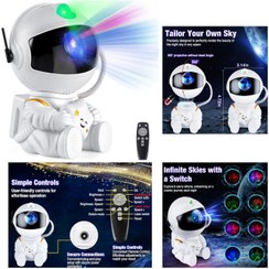 تصویر چراغ خواب فضانورد کهکشانی با ریموت نور ملایم 