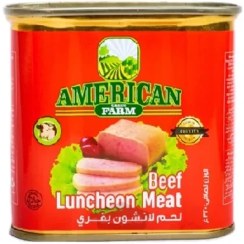 تصویر کنسرو گوشت ۳۴۰ گرم امریکن فارم – American farm Beef flavour Luncheon meat 