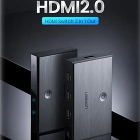 تصویر سوییچ 3 به 1 HDMI یوگرین مدل CM188-50709 Ugreen CM188-50709 Hdmi 2.0 3 In 1 Out Switcher Support