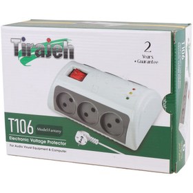 تصویر محافظ برق کامپیوتر و صوتی تصویری 6 خانه تیراژه T106 با کابل Tirajeh T106 Power Strip