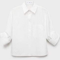 تصویر پیراهن کوتاه استراس با جزئیات زیاد زنانه سفیدِ خاموش منگو 