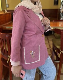 تصویر کت لینن صورتی 