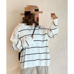 تصویر بلوز بافت زنانه مدل راه راه سایز فری رنگ طوسی و سبز و سفید و مشکی 