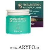 تصویر کرم صورت سوپر آبرسان و روشن کننده هیالورونیک اسید فارم استی FARMSTAY Hyaluronic 5 Water Drop Cream 80ml original