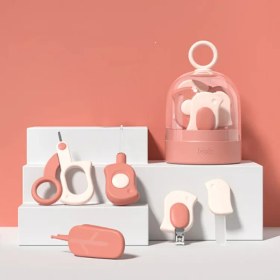 تصویر ست بهداشتی کودک ۵ تکه کوب Kub مدل گنجشک KT2123 - قرمز Kub 5-Piece Baby Hygiene Set – Sparrow Design KT2123