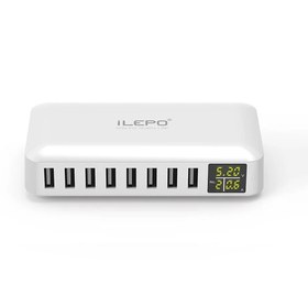 تصویر ایستگاه شارژ 8 پورت USB با نمایشگر LCD مدل i6 iLepo 8- Port USB Charger Charging Station 40W Model: i6