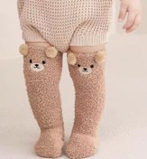 تصویر جوراب بالا زانو بچگانه مناسب نوزاد تا ۶ سال، گرم و راحت - کرم 