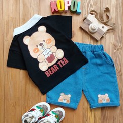 تصویر ست پسرونه تیشرت شلوارک وارداتی طرح تدی مشکی Black Teddy Black Teddy