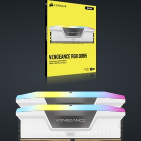 تصویر رم دسکتاپ کورسیر دوکاناله Corsair Vengeance RGB DDR5 64GB 5600MHZ White 