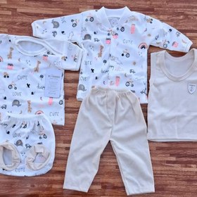 تصویر پنج تیکه نوزادی تمام پنبه جعبه ای 