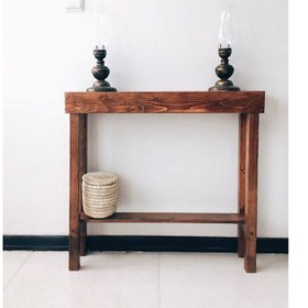 تصویر کنسول چوبی روستیک دکور مدل H1 Wooden console