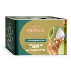 تصویر زیتون پرورده گردویی ویژه حلب 9 کیلویی اسپینو 