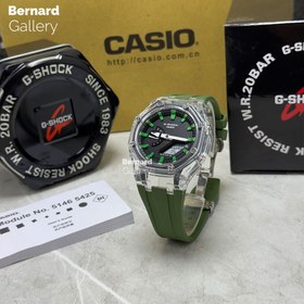 تصویر ساعت طرح جی شاک ۲۱۰۰ بند رابر - سبز G-Shock 2100 design watch with rubber band